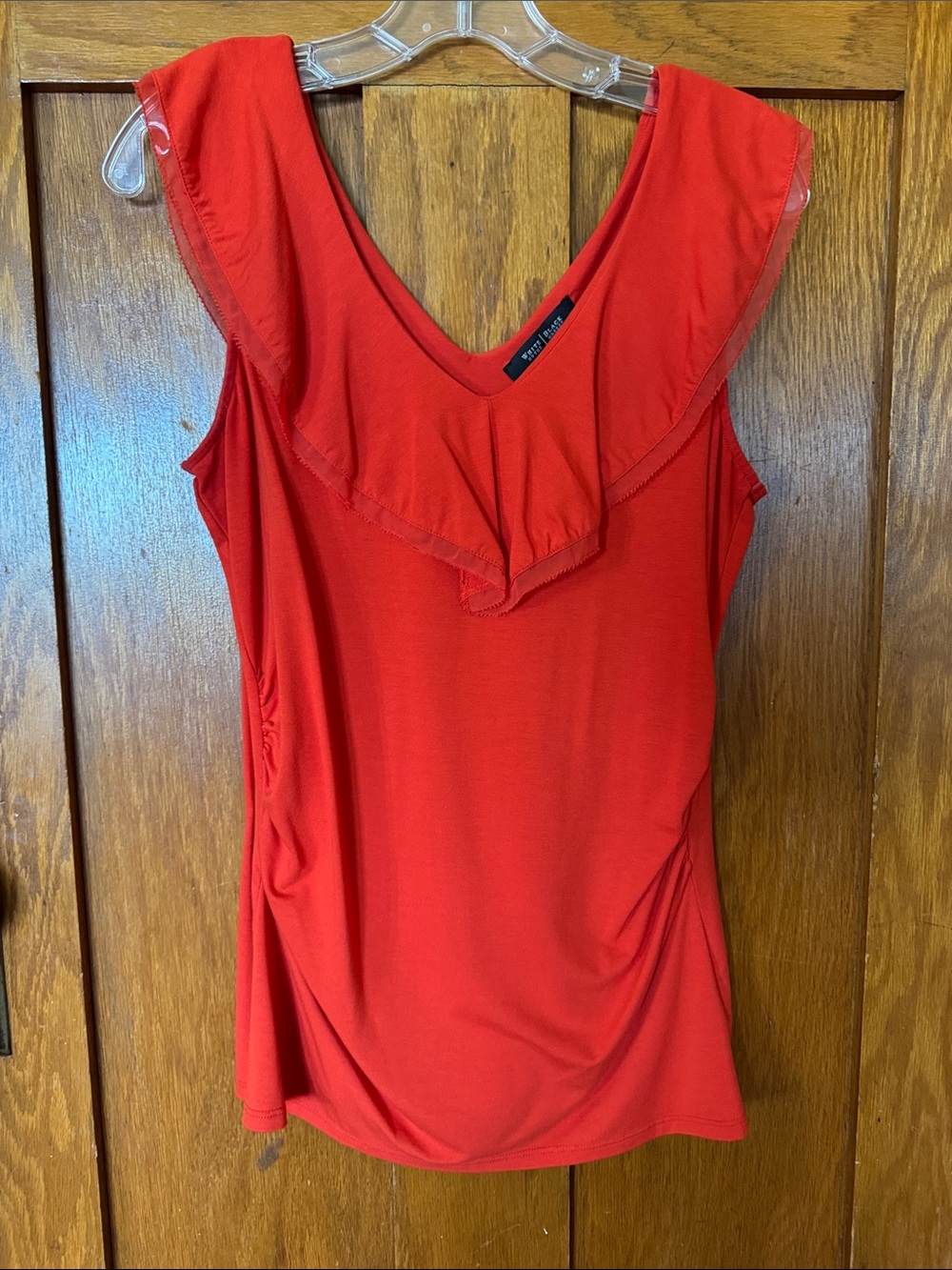 White House Black Market Otange Ruffle V-Neck Tank